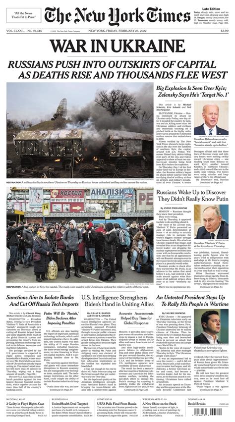 Powerful Newspaper Front Pages Day After Russia Invades Ukraine Ctv News