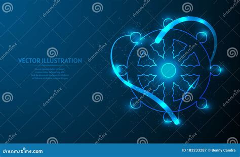 Glowing Buddhist Symbol On Blue Abstract Background Low Poly Buddhist