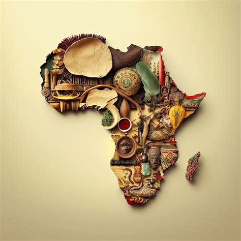 Premium AI Image Africa Map Mosaic Map Of Africa Made From Objects Of