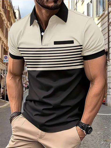 Manfinity Homme Herren Gestreiftes Kurzarm Polo Shirt Aktuelle Trends