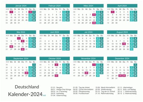 Kalender 2024 Mit Feiertagen Kostenlos Als PDF Ihr Umfassender Guide