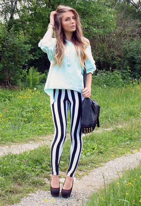 Striped Pants Clothes Outfits Black Species Woman Fashion Moda