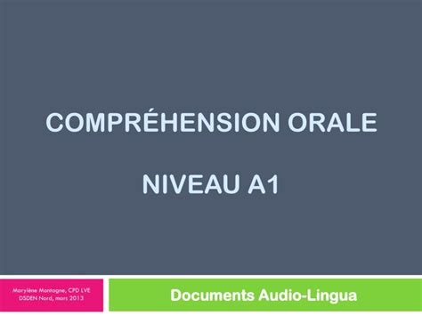 Ppt Compr Hension Orale Niveau A Powerpoint Presentation Free