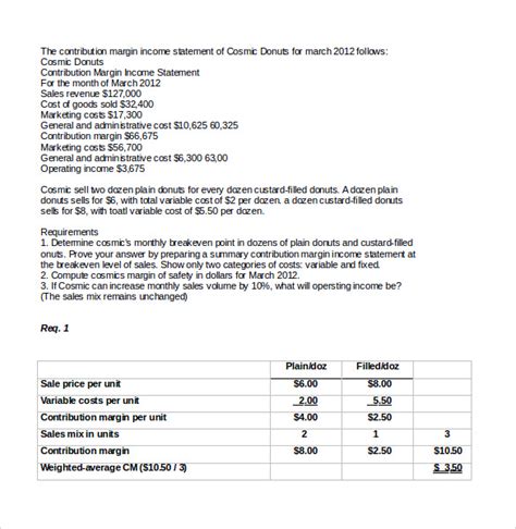 Free 7 Sample Contribution Income Statement Templates In Pdf Ms Word