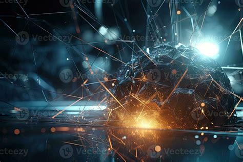 Abstract Burst Of Wires And Particles On Technology Background