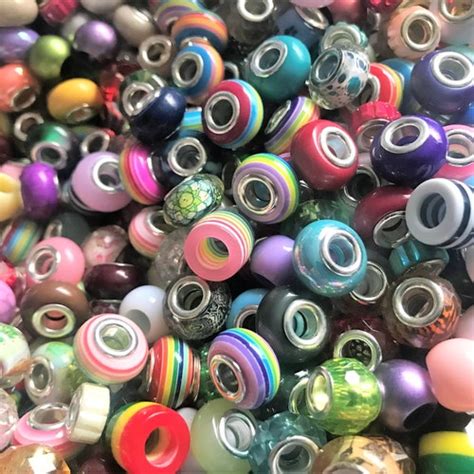 Glass Beads European Bulk Mix Big Hole Bead Assorted Pink And Etsy