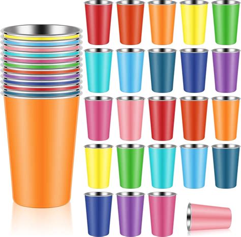 Uiifan 24 Vasos Apilables De Acero Inoxidable De 16 Onzas Vasos De