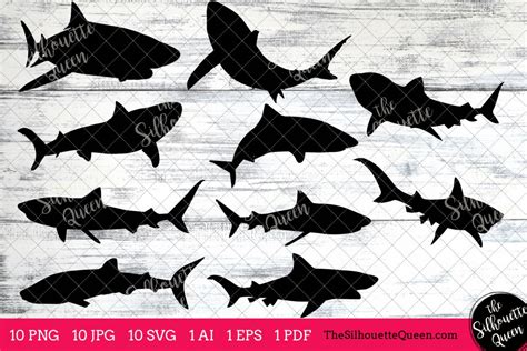 Tiger Shark Silhouette Clipart Clip Art (AI, EPS, SVGs, JPGs, PNGs, PDF ...