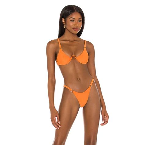 Revolve Camila Coelho Tango Orange Bikini Set Xs Gem