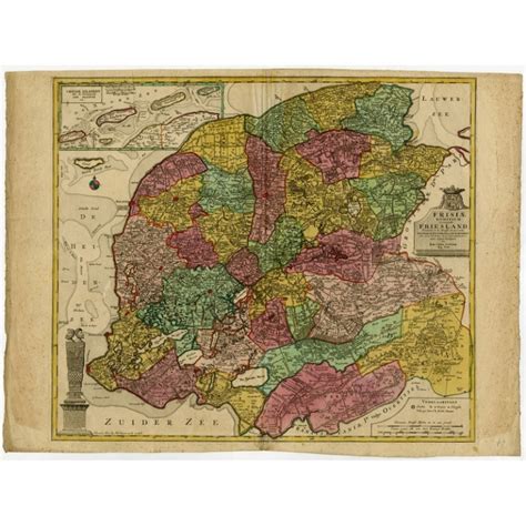 Antique Map Of Friesland By Lotter C 1760