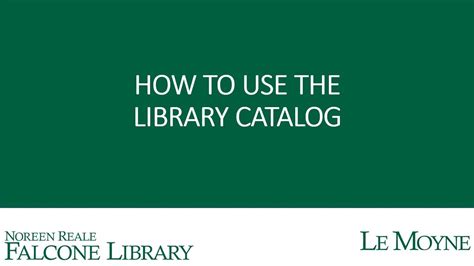 How To Use The Library Catalog Youtube