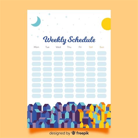 Plantilla Colorida De Horario Semanal Con Diseño Plano Vector Gratis