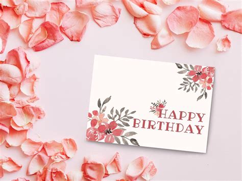 Printable Light Pink Birthday Card Birthday Printables Instant