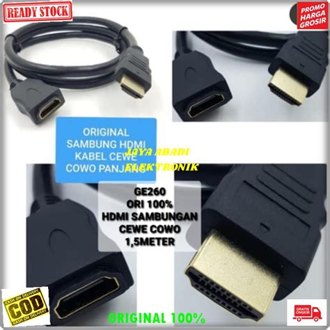 Jual Original Extension Kabel Hdmi Sambungan Jek Jack Cewe Cowo Cable