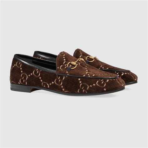 Gucci Gucci Jordaan Gg Velvet Loafer Detail Leather Loafers Women