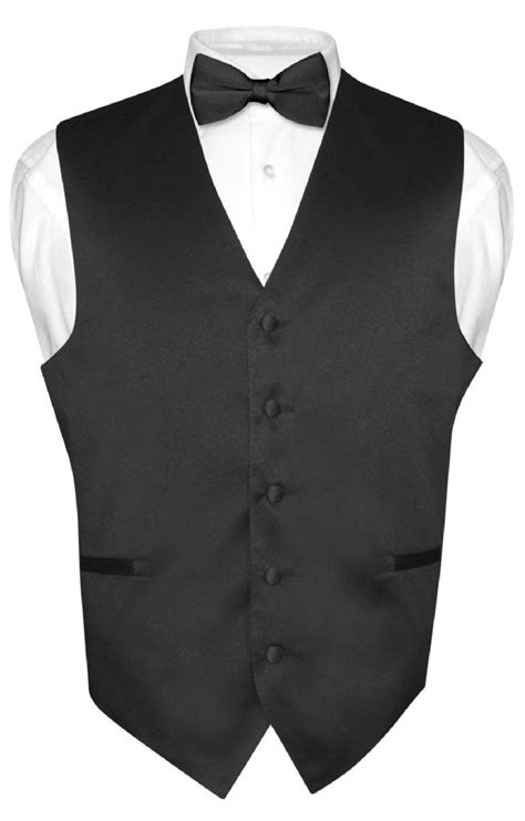 Men S Dress Vest Bowtie Hanky Solid Color Waiscoat Bow Tie Set Suit Or