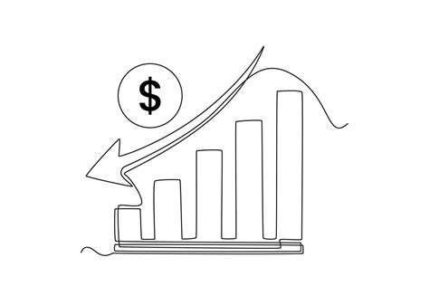 Diagrama De Finanzas De Crecimiento De Dibujo De Una Sola Línea Con Flecha Hacia Abajo Concepto