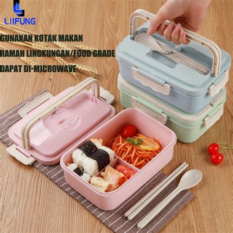 Jual Kotak Tempat Makan Lunch Box Bpa Free Pp Jerami Gandum