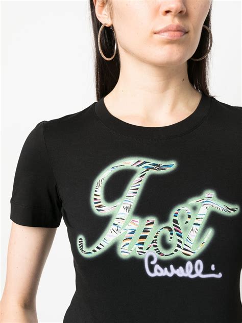 Just Cavalli Logo Print Cotton T Shirt Farfetch