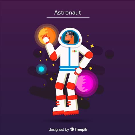 Personaje clásico de astronauta con diseño plano Vector Gratis