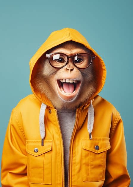 Lustiger Affe Mit Brille Im Studio Kostenlose Foto