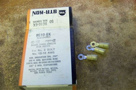 Thomas And Betts Rc10 6x Ring Terminal Bolt Hole 6 12 10 Awg Yellow