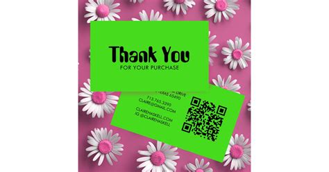 Funky Script Bold Order Thank You Minimal Qr Code Business Card Zazzle