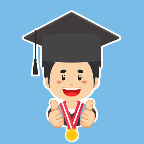 Happy Student With Graduation Outfit Sticker 17639936 Vector Art At