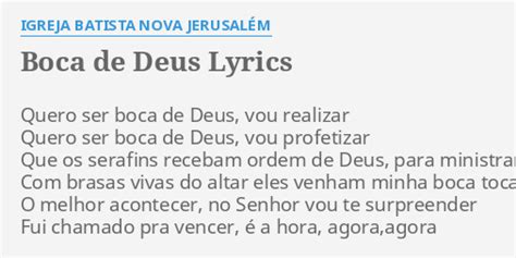 BOCA DE DEUS LYRICS by IGREJA BATISTA NOVA JERUSALÉM Quero ser boca