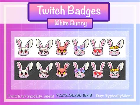 Bunny Twitch Sub Badge Bit Badges White Rabbit Hop Cute Etsy