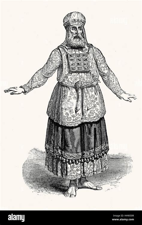 Costume of an Aaronite High priest of Israel 19th century engraving ...