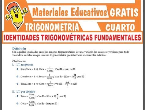 Identidades Trigonométricas Fundamentales Para Cuarto Grado