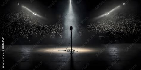 Microphone for singer music background with spot lighting. Concept ...