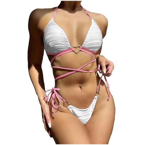 Bigersell Mid Waisted Bikini Sets For Women Summer Ruffled Swimsuits