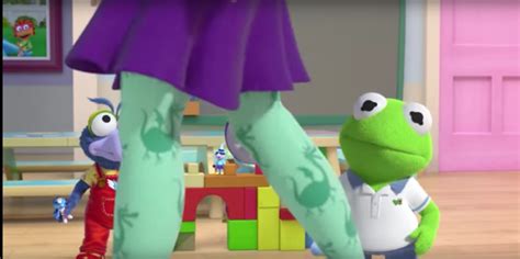 Muppet Babies Miss Nanny Ditching Green Stripe Socks Jenny Slate To