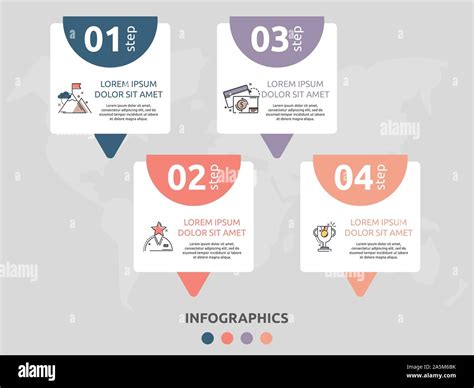 Vector Infographic Flat Template Rectangle And Arrow For Four Diagrams Graph Business Concept