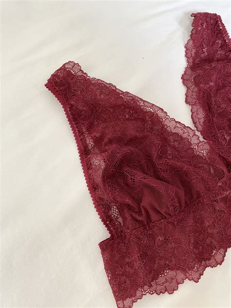 Sasha Jane Lingerie Handmade Claret Red Lace Crop Top Bralette Sasha