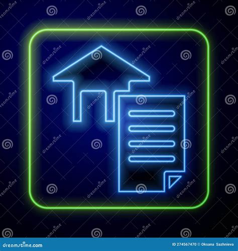 Glowing Neon House Contract Icon Isolated On Blue Background Contract