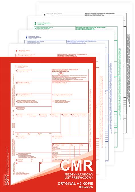 LIST PRZEWOZOWY CMR 80k 1 3 20kpl Dane Firmy Logo Brak Cena