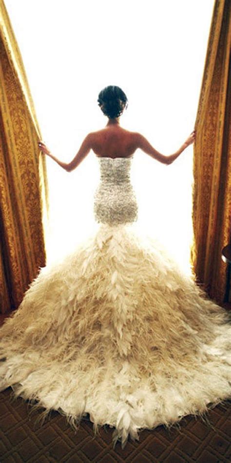 Feathered Bottom Wedding Dresses Onlyhats