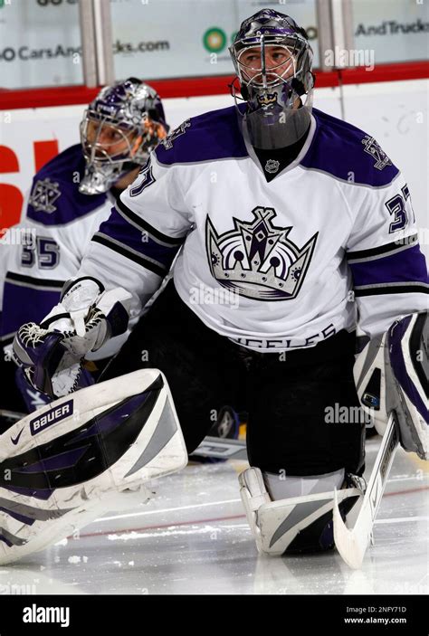 Los Angeles Kings Goalies Jean Sebastien Aubin Front And Jason