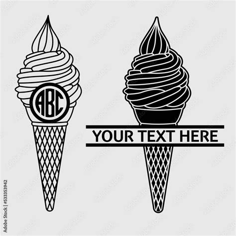 Ice Cream Cone Monogram Svg Cut File Frozen Yogurt Svg Summer Svg