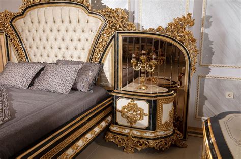 Casa Padrino Luxury Baroque Bedside Table Set White Blue Gold