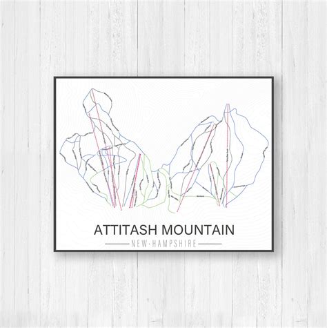 Attitash Mountain New Hampshire Ski Trail Map Hanging Canvas - Etsy