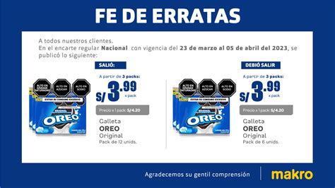 Fe de erratas Catálogos digitales Makro Tu mejor aliado