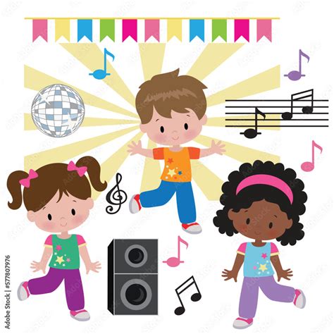 Dance Party Vector Cartoon Illustration Birthday Party Dancing