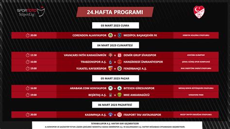 Spor Toto S Per Lig Ve Hafta Programlar A Kland Duyuru