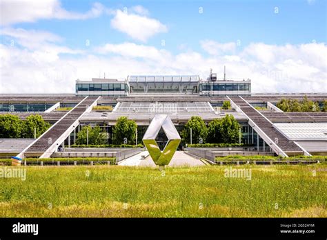 Front View Of The Emblem Of French Automobile Manufacturer Renault In