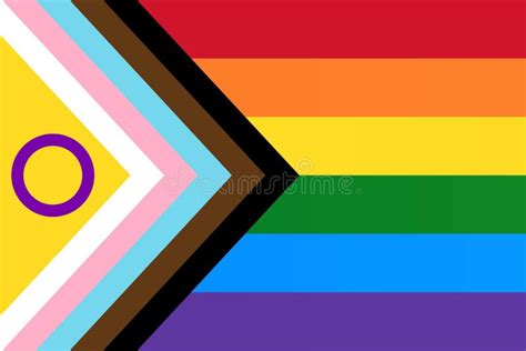 Lgbtq Progress Pride Flag With Intersex Rainbow Stock Vector