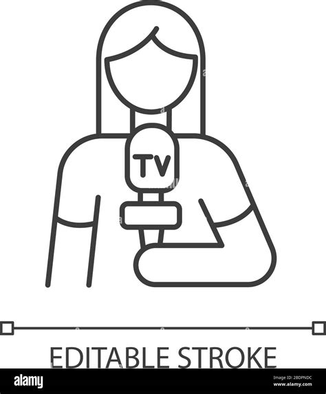Icono Lineal Perfecto Para Píxeles De Periodista Persona Que Entrega